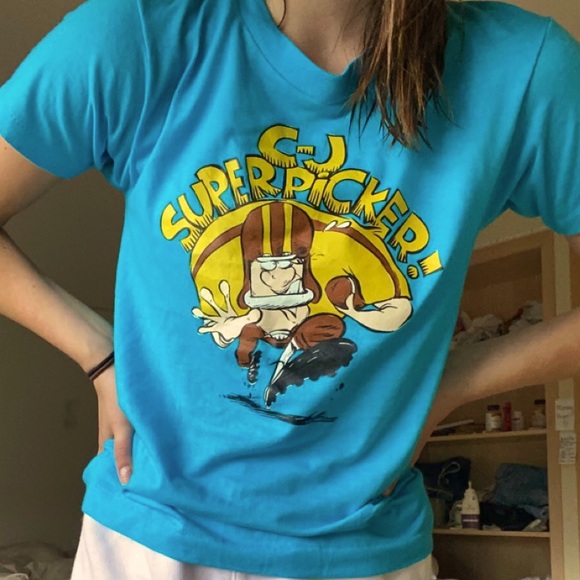 Blue cartoon T shirt - Picture 2 of 3